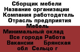 Сборщик мебели › Название организации ­ Компания-работодатель › Отрасль предприятия ­ Мебель › Минимальный оклад ­ 1 - Все города Работа » Вакансии   . Брянская обл.,Сельцо г.